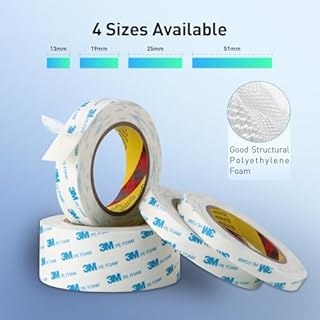Double Sided Tape Strong White Foam Tape 1/2" x 18Ft Made of 3M Heavy Duty Mounting Tape Waterproof PE Foam Adhesive Strips for Posters Alarm Sensors Window Shades and Other Home Office Deco