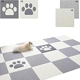 【日本製 滑り防止 洗濯OK】ペットマット 30x30cm 4mm 10枚 犬用 滑らない 足腰保護 撥水 消臭 タイルカーペット 床に吸着 滑り止め ズレない 床暖房対応 (足型2・アイボリー4・ライトグレー4)