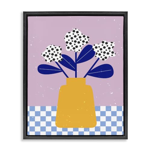 Abstract Dotted Floral Botanical, 25 x 31 Inch Canvas in Floater Frame
