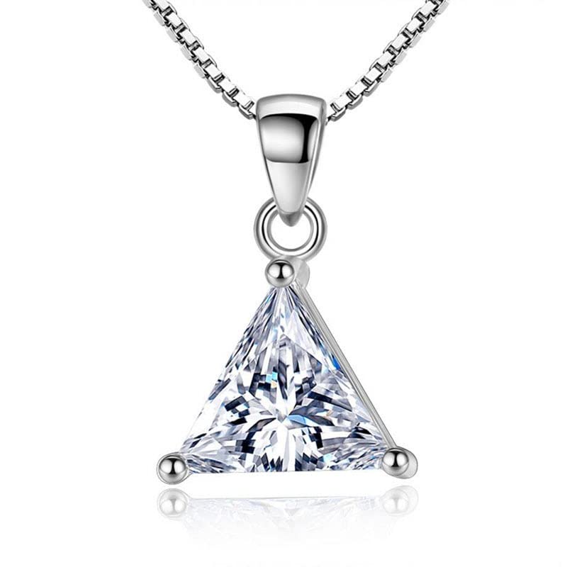 Collier moissanite taille princesse anti-ternissement pendentif mariage argent s925