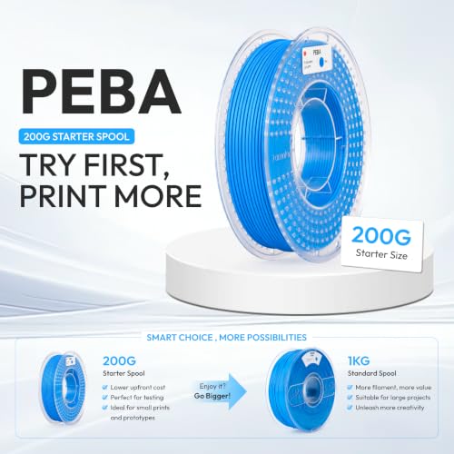 Image of Amolen Rebound PEBA 90A Flexible Filament, 1.75mm 3D Printer Filament, 78% Energy Return & 20% Lighter, Lightweight for Sports & Robotics, Drones & Functional Prototypes, Blue 200g