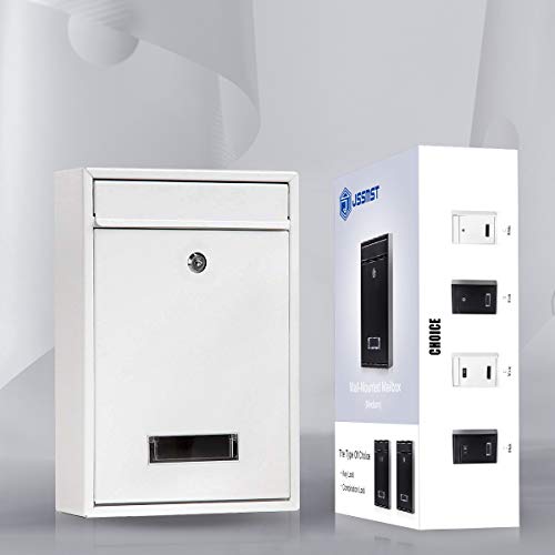 Locking Mailboxes Wall Mounted Vertical – Jssmst Key Lock Mail Box Medium Capacity Galvanized Steel Cover Rust-Proof Metal Post Box, 12.6 X 8.5 X 3.4 Inch, White，Sm-0604L #TOP5