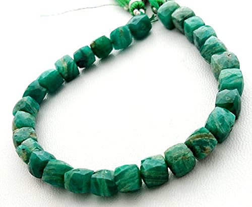 Perles amazonite cubes facettées de 7-8mm pour création de bijoux LKBEADS