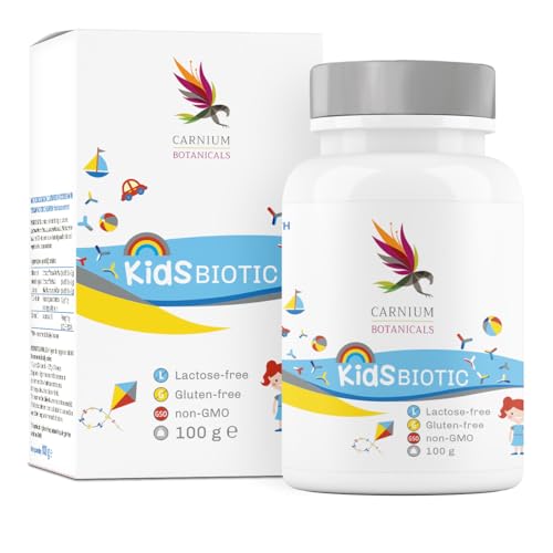 Carnium Botanicals Kids Biotic – Probiotici e Prebiotici per Bambini con Vitamina C in Polvere – Lactobacillus Acidophilus per Microbiota Intestinale – Integratore Bambini Vegano, 100 g