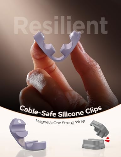 16-Pack Organizador de Cables con Clips Magnéticos de Silicona, Clips para Cables de 8 mm de Diámetro para Gestión de Cables en Escritorio, Soporte de Escritorio FLYLEAD para Organizador de Cables en Espacios de Trabajo y Hogar miniatura 2