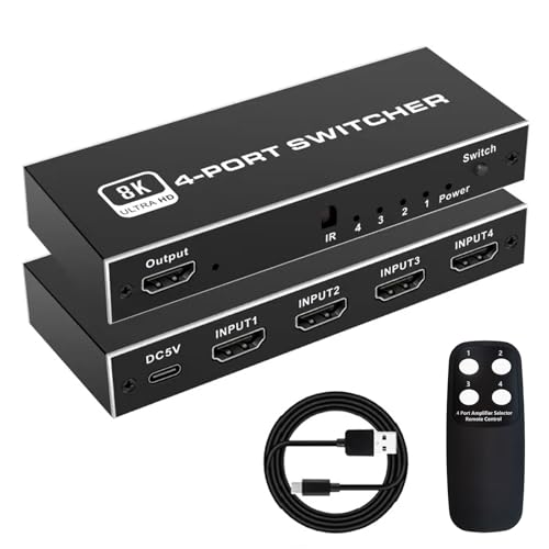 Chayoo HDMI 2.1 切替器 4入力1出力 8K 分配器 HDMI セレクター リモコン付き 8K@60Hz 4K@120Hz 1080P@240Hz HDCP2.3 hdmi 端子 増設 HDR オーディオ同期 Fire TV Stick、Xbox、PS4/5、HDTV、DVD、PC、TV、ProjectorなどHDMI端子の搭載の機種に対応