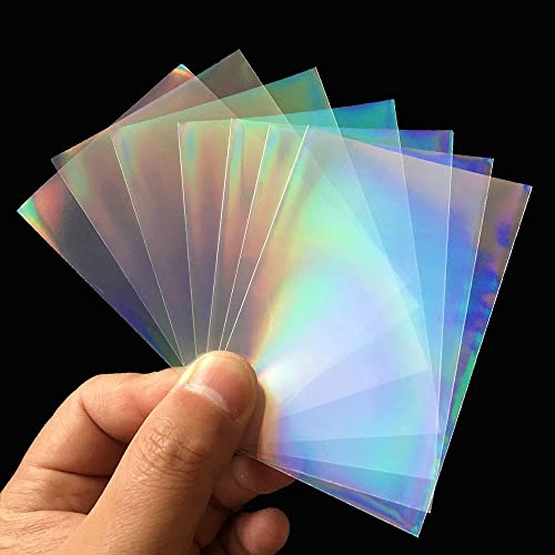 100 Pcs Rainbow Color Foil Card Sleeves, Clear Game Cards Foil Protector Baseball Card Protective Sleeves Holographic Foil Film Card Binder For Sports Cards #TOP2