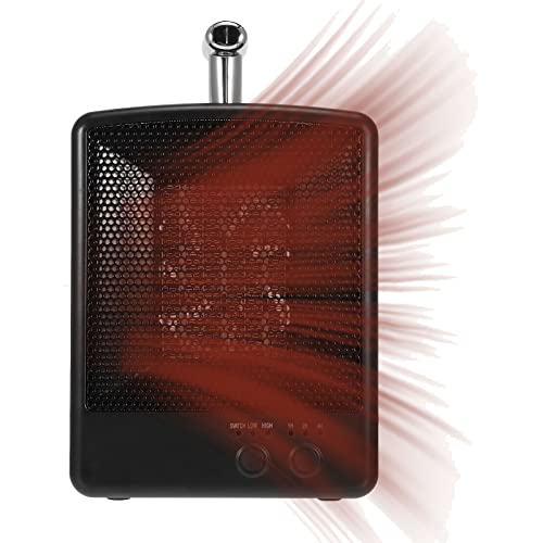 Aérotherme électrique, Réchauffeurs Portatifs 1000W Appareils Chauffage Domestique Rapide 2 Réglages Chaleur Protection Contre la Surchauffe Fonction Synchronisation Commutateur Décharge avec Poignée Cover