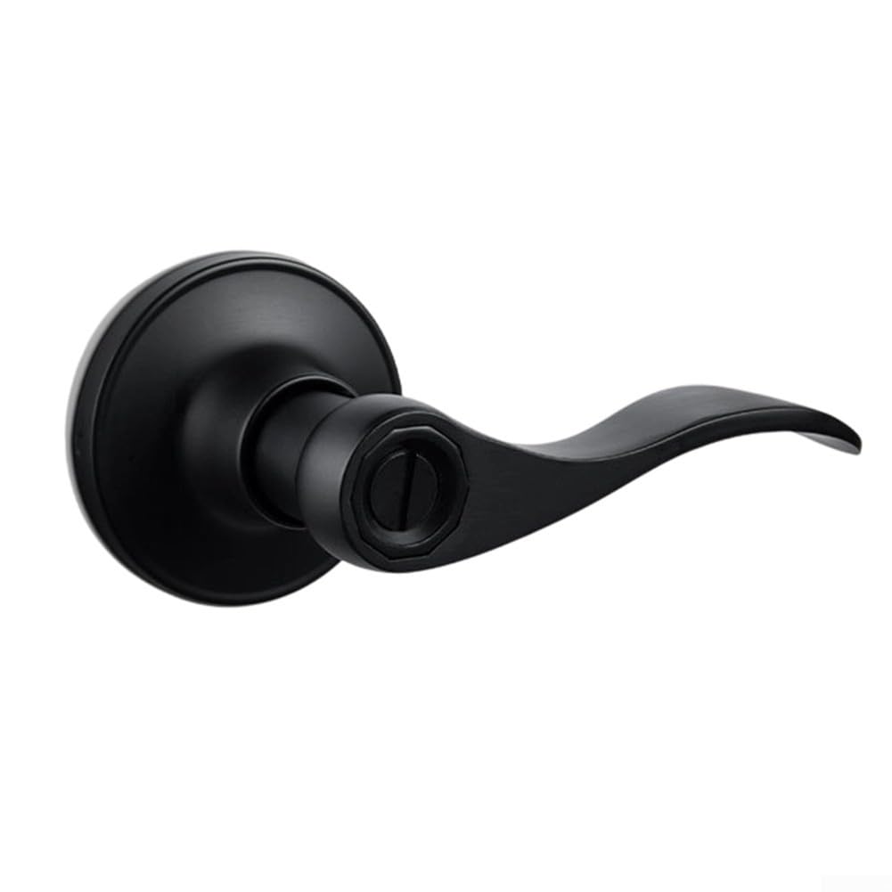 Levier de porte d'intimité vague noir réversible en acier inoxydable pour chambre