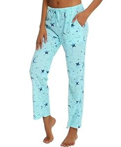 MIA LUCCE Bas de pyjama femme pantalon de détente doux femmes dames vêtements de détente avec poches pantalon extensible à cordon de serrage vêtements de nuit S-XXL, L