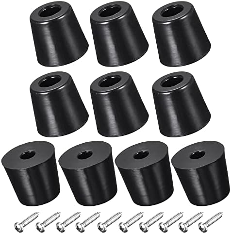 sourcing map 19mm W x 17mm H Round Rubber Bumper Feet, Stainless Steel Screws and Washer for Furniture, Electronics, Non-Slip 10pcs