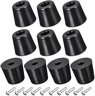 sourcing map 19mm W x 17mm H Round Rubber Bumper Feet, Stainless Steel Screws and Washer for Furniture, Electronics, Non-Slip 10pcs