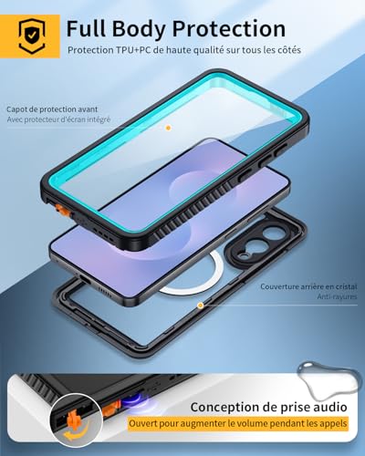 Étui Samsung S25 Edge incassable 360 bleu de haute précision
