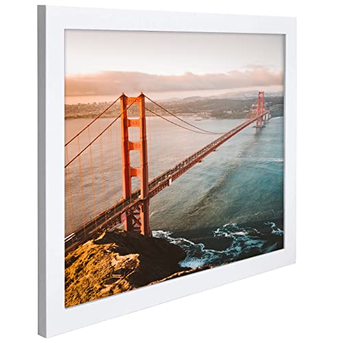 Image of Golden State Art 16x20 Wood Picture Frame with Real Glass and 1.25'' Wide (White)