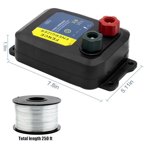 0.3 Joule Electric Fence Energizer with 17 Gauge Aluminum Wire, 2-Mile/ 8 Acres Electric Fence Charger Preventing Raccoons, Livestock, Squirrels, Chicken Coops, Skunks intruding