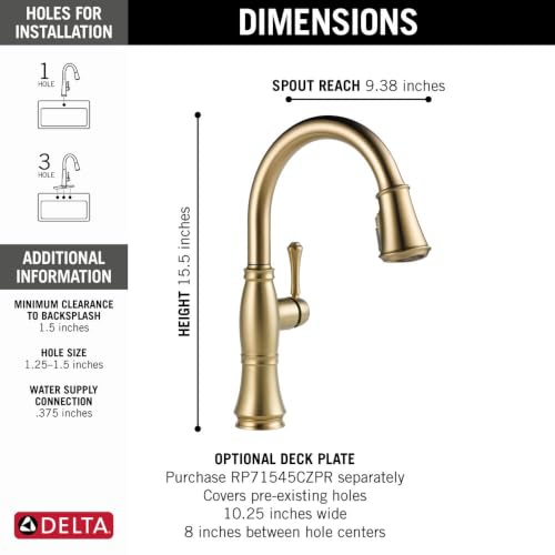 Delta Faucet Cassidy Gold Kitchen Faucet, Kitchen Faucets with Pull Down Sprayer, Kitchen Sink Faucet, Gold Faucet for Kitchen Sink with Magnetic Docking, Lumicoat Champagne Bronze 9197-CZ-PR-DST - image 6