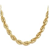 BillyTheTree Jewelry 24' 14K Yellow Gold 10mm Shiny-cut Rope with Fancy Lobster Clasp Chain Necklace