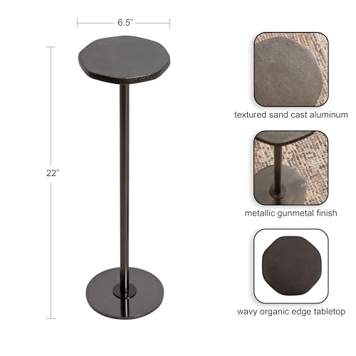 Kate and Laurel Pianka Decorative Modern Pedestal Round Drink Table, 7 x 7 x 22, Gold, Cast Aluminum Mini Table with Organic Tabletop Shape for Use as Small Plant Stand or Living Room Accent by Kate and Laurel - Image 2