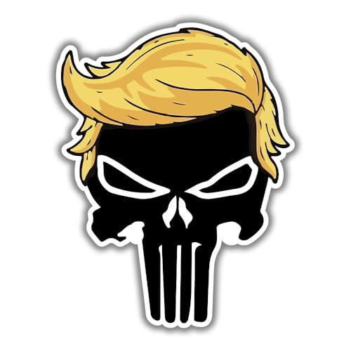 Azquest President Donald Trump Punisher with Hair 2024 Sticker 6"x4" Vinyl Bumper Sticker Decal for Political Friends Car Truck Window Refrigerator Laptop Car and Any Smooth Surface