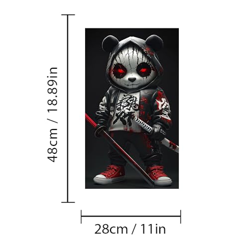 Image of Halloween Cars Body Horror Sticker, Classic Horror Movie Characters Peeking Decal Michae Waterproof Scary Vinyl Stickers for Bumper Car Decals 11in*18.89in (Serious Panda Killer)