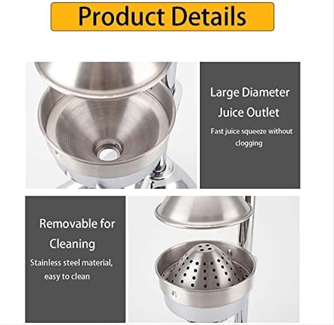 Miniatura 7 de Professional Stainless Steel Citrus Juicer, Heavy Duty Manual Squeezer for High Juice Yield, Ideal for Pomegranate, Lime, and Other Fruits -