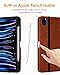 DTTO for iPad Pro 12.9 6th / 5th / 4th / 3rd Generation Case 2022/2021/2020/2018, Premium Leather Folio Stand Cover with Built-in Apple Pencil Holder -Auto Wake/Sleep and Multi Viewing Angles,Brown