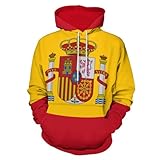 Sudadera con Capucha para Hombre y Mujer, Sudadera con Bandera España Estampado 3D, Jersey de Manga Larga, Ropa de Calle, Camisetas de Gimnasio Informales