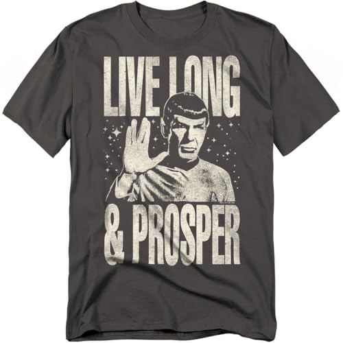 Popfunk Star Trek Live Long & Prosper T Shirt (Large) Charcoal