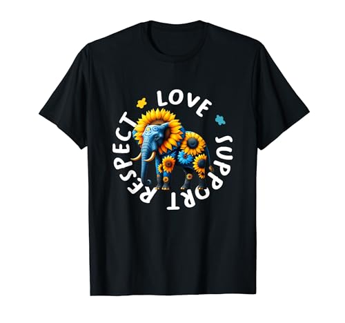 Día Mundial Floral del Síndrome de Down Elefante Apoyo a la Con Camiseta