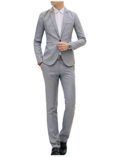Letuwj Conjunto de terno masculino de um botão, Cinza, XL