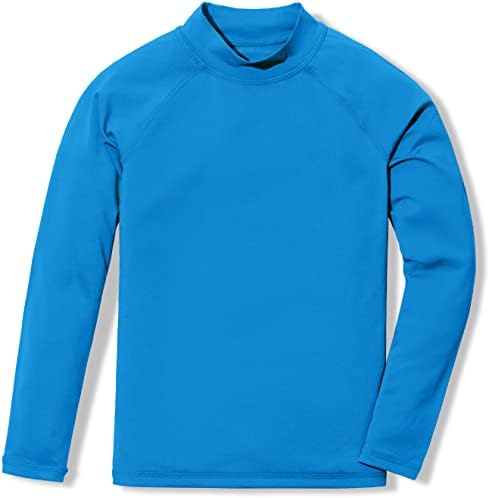 TSLA Boys UPF 50+ Rash Guard Long Sleeve, UV Sun Proctection Water Swim Shirts, Surf Swimwear Swimsuit Top, Basic Royal Blue, 10
