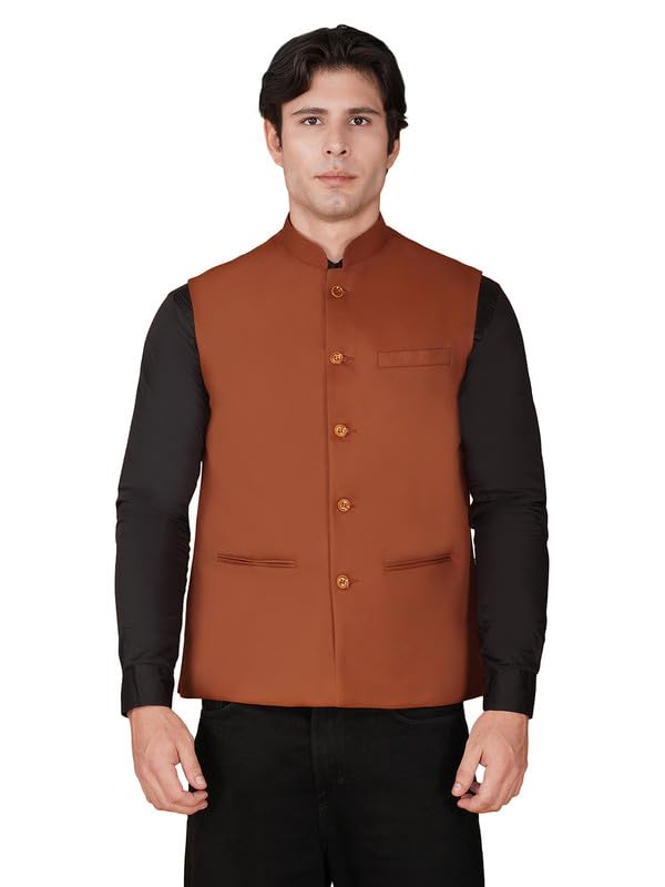 Image of Vastraa Fusion Bandi Modi Koti, Nehru Jacket for Men, Cotton Waistcoat for All Occasion: Diwali, Wedding, Ethnic, Office Party, Formal & casual Look