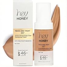 Hey Honey Trick and Treat CC2 Cream SPF 46 | Active Moisturizing Color Correcting Cream with Honey & Propolis | Best Cover For Rosacea, Skin Redness & Mature Skin | 1 oz Tan Tone