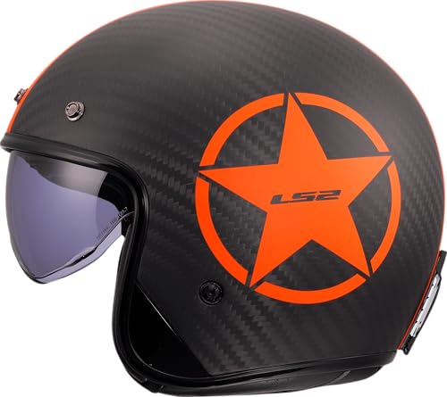 Casque jet LS2 BOB II CARBON STAR Orange XS moto scooter