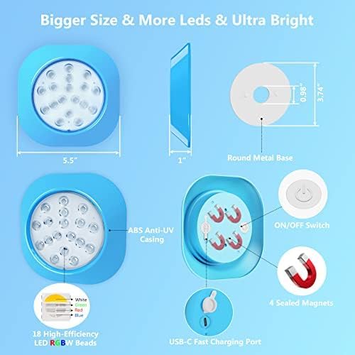 Miniatura 3 de LyLmLe Luces sumergibles para piscina, 5.5 pulgadas, RGBW, magnéticas, impermeables, luces LED para piscina con control remoto, batería recargable,