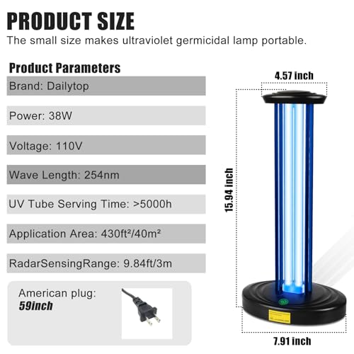 UV-Light-SanitizerUVC-Light-Sanitizer-for-RoomUltraviolet-Light-Sanitizer-with-3-Speed-Timing-and-Remote-ControlUV-Disinfection-Light-UVO-light-for-Bugs-and-Dust-MitesUV-Lamp-for-Kitchen-Office