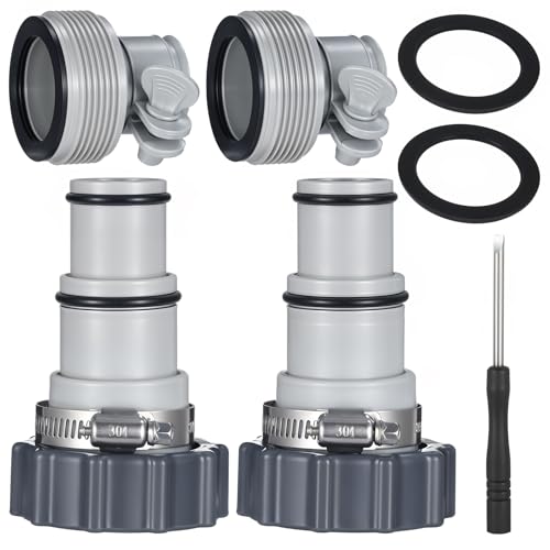 Pool Hose Adapter Kit, 2 Types Versatile Hose Conversion Adapters for 1.5 & 1.25 Inch Hoses, Compatible with Filter Pumps, Chlorine Generators, and Salt Systems for Above Ground Pool Accessories