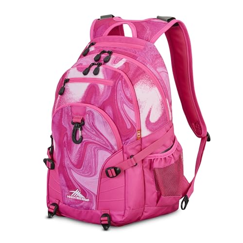 High Sierra Loop Backpack with tablet sleeve, flamingo marble swirl