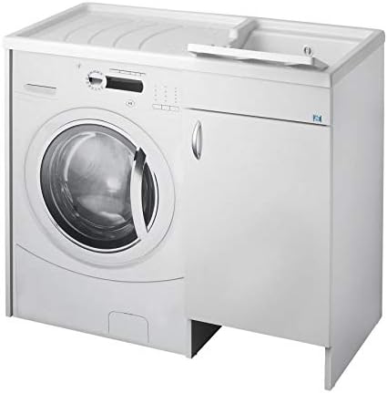 Lavoir Lingere Negrari Eco Monte Baignoire Housse Machine A Laver Droite Dx Sx Gauche Protection Blanc Meuble Lavabo Evier Porte Guichet Battant Axe Plastique Interieur L109 P60 109x60 H92 Cm Blanc