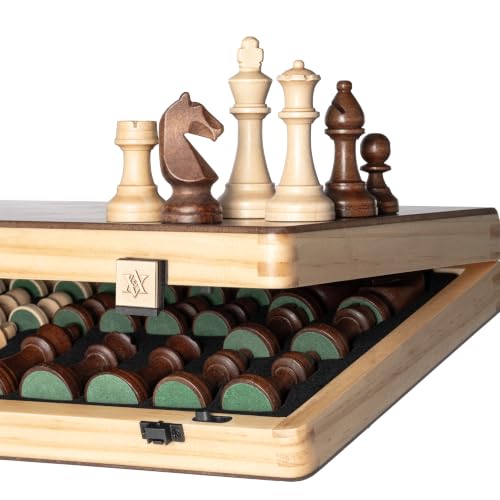 Jeu d'échecs magnétique pliable en bois de 38 A&A