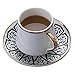 HTSSM Zestaw ceramicznych kubków i spodków, prosty zestaw do popołudniowej herbaty, domowy kubek na wodę, dzbanek do herbaty ze złotą krawędzią żelazną łyżką i spodkiem - A