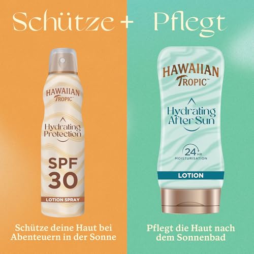 Hawaiian Tropic Hydrating Protection Sunscreen, wasserfeste Sonnencreme mit LSF 30 UVA- + UVB-Schutz, tropischer Duft, mit Sheabutter, 177 ml 6
