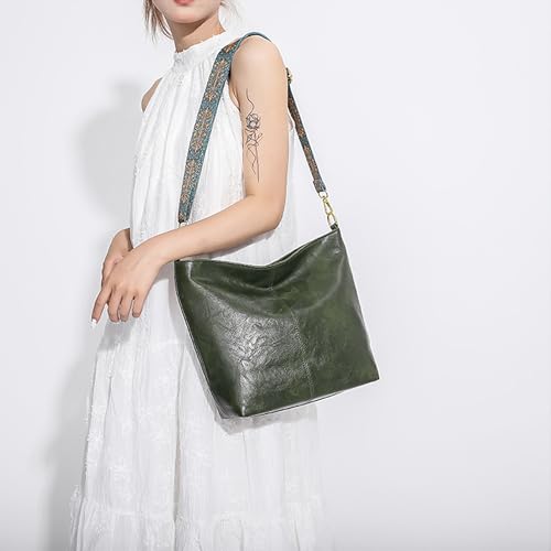 MaijjLyn Hobo Bags for Women Crossbody Handbags Guitar Strap Shoulder Bucket Bag Vegan Leather Purse Trendy Boho Tote Purses Green by MaijjLyn - Used condition - Image 7