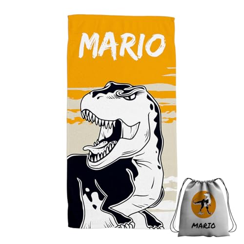 ZPUBLI+ Toallas de Playa o Ducha Personalizadas con Nombre o Frases. Toallas Infantiles, Regalo Infantil Original para baño, Piscina, Playa, Camping. Varias Medidas. (Dinosaurio 4, 30x50)