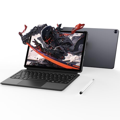 ZTHS Computer portatile/tablet 2 in 1 con tastiera e penna, touch screen HD da 10,1 pollici, processore Intel Core m3 fino a 3,4 GHz, 12 GB di RAM, SSD da 256 GB, Win11 Pro, porta USB Type-C