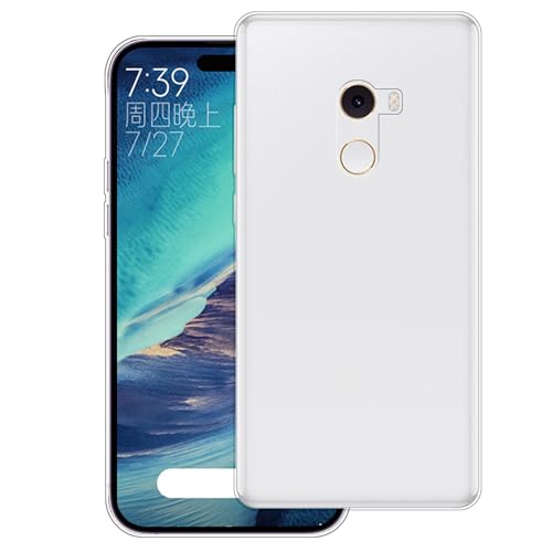 WUACYEAMING Cover per Xiaomi Mi Mix 2,Cover Case in Silicone Trasparente Ultra Sottile e Leggera, Anti Ingiallimento Custodia con Antiurto, Anti-Graffio e Retro TPU-(trasparente)