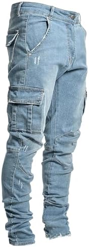 Pantete Men's Slim Fit Jeans Flex Waist Fashion Skinny Cargo Denim Pants