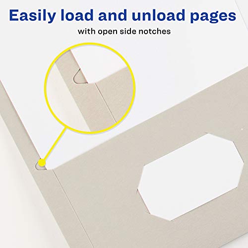 Avery Two Pocket Folders, One Size, Holds up to 40 Sheets, Business Card Slot, 25 Gray Folders (47990)