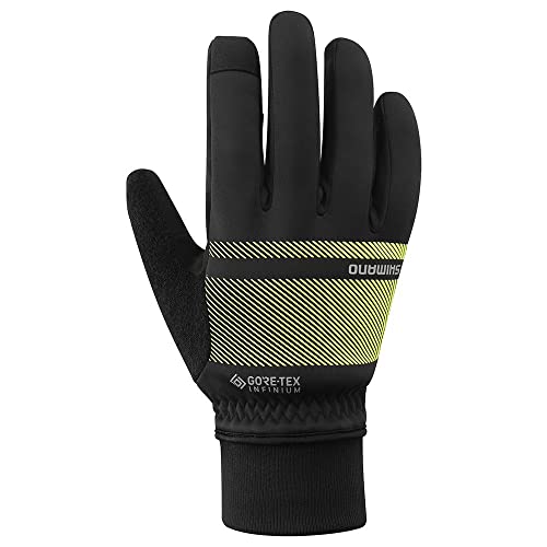 SHIMANO Infinium Primaloft Gloves Colorblock-Schwarz - Gore-Tex Winddichte warme Primaloft Fahrradhandschuhe, Größe L -
