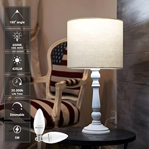 AcornSolution E14 LED Dimmable Candle Energy Saving Light Bulbs, 5W SES Candle Bulb , 425lm, 50W Equivalent, 6500K Cool White,CE/RoHS Certified, 6 Pack